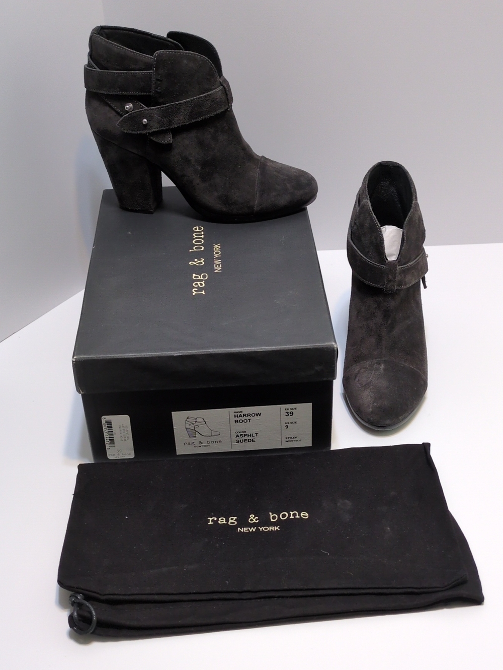 Rag & Bone Harrow Boots Asphalt Suede Size 9 Eu Size 39 Style Number W265F1012E